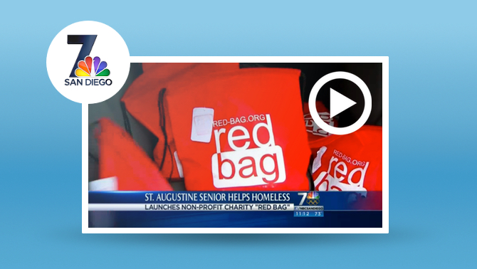 NBC 7 San Diego broadcast still of Red Bags